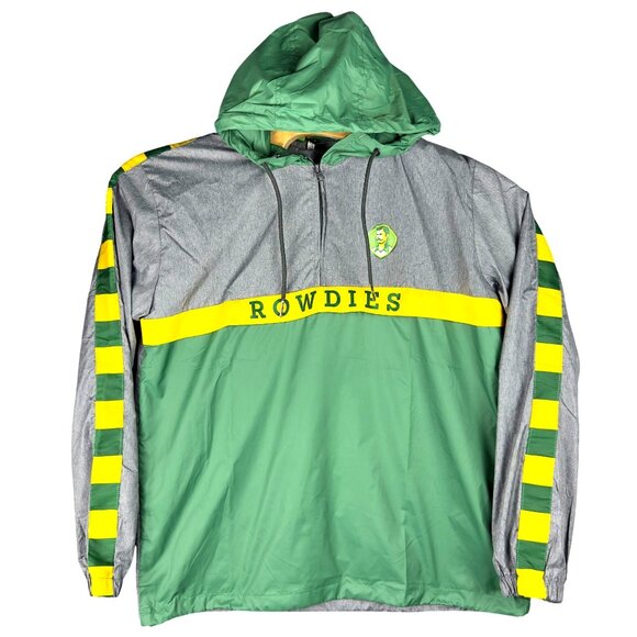 Tampa Bay Rowdies Official Jacket Windbreaker M Hooded Crest Green/Grey/Yellow - Picture 1 of 12